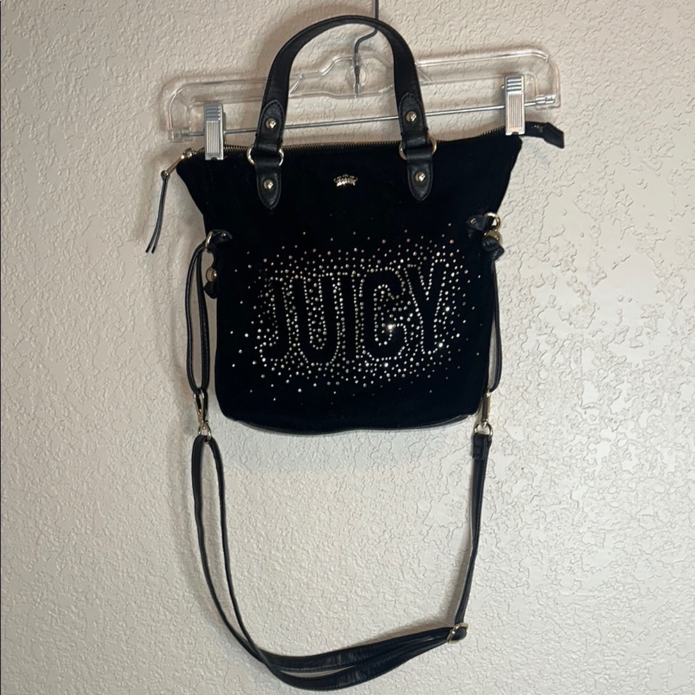 Juicy Couture Black Crossbody Bag with Rhinestone Embellishments